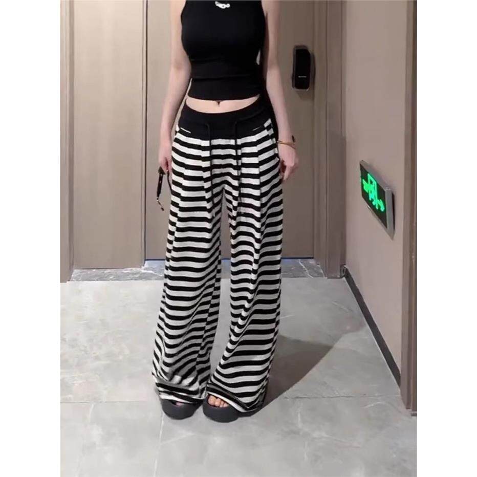 黑白条纹运动裤子女2026