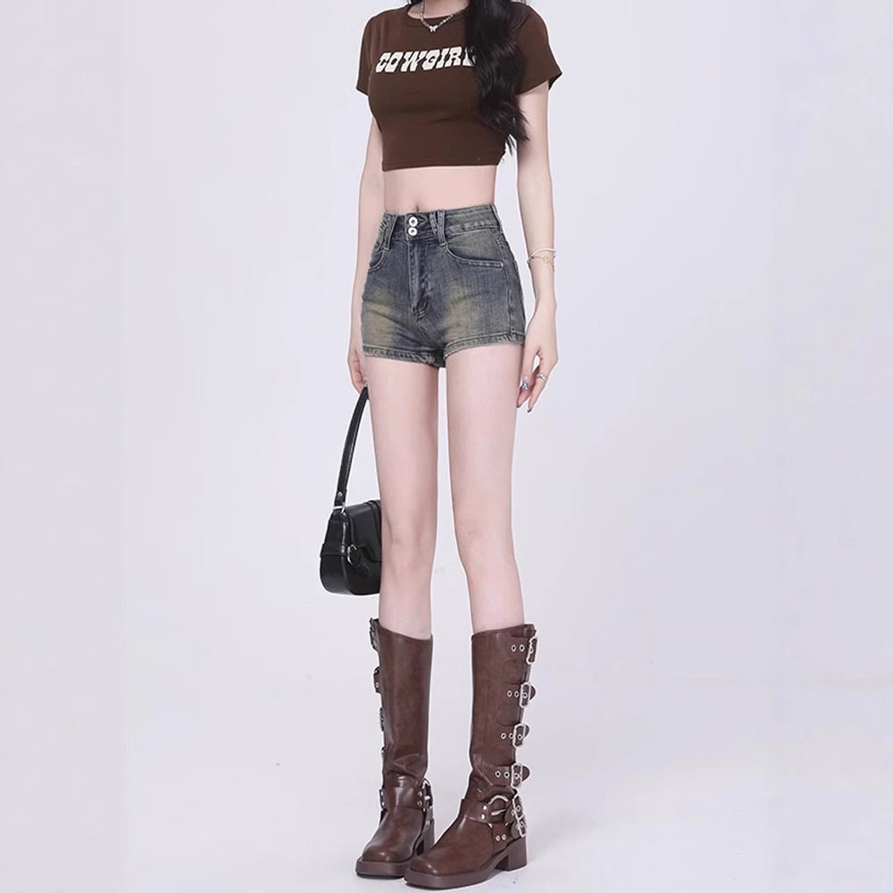 美式复古牛仔短裤女2026