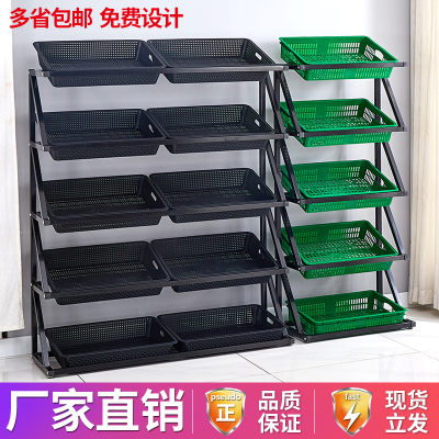 超市水果蔬菜货架展示架置物架多层菜架商用便利店果蔬.架木质铁