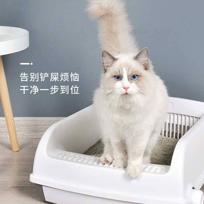 宠物猫咪半自动猫砂盆清洁除臭猫厕所大号宠物拾便器铲屎器防外溅