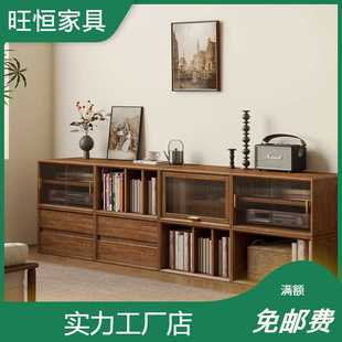 家用多功能收纳书柜客厅展示柜床尾储物柜 实木自由组合格子柜日式