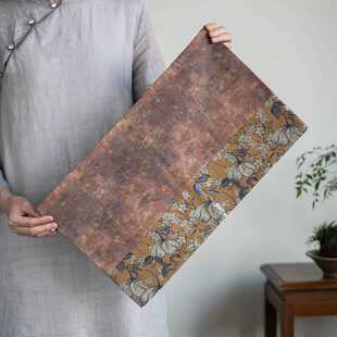 唐彩纹拼接干泡席泡茶垫茶巾茶具隔热家用 手工晕染布艺茶席