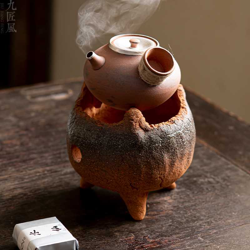 围炉煮茶炭炉纯手工粗陶三足煮茶器耐高温陶瓷明火烧炉温茶烧烤炉