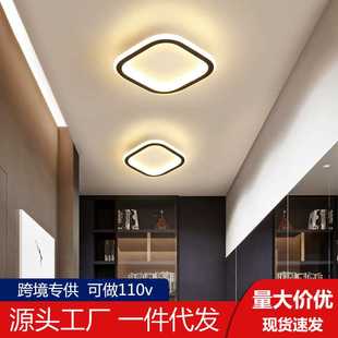 走廊过道灯现代简约玄关入户led吸顶灯创意铁艺衣帽间楼梯灯