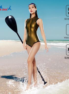 DIVE&SAIL滑皮潜水服2MM自由潜炫彩湿衣比基尼无袖保暖冲浪潜水衣
