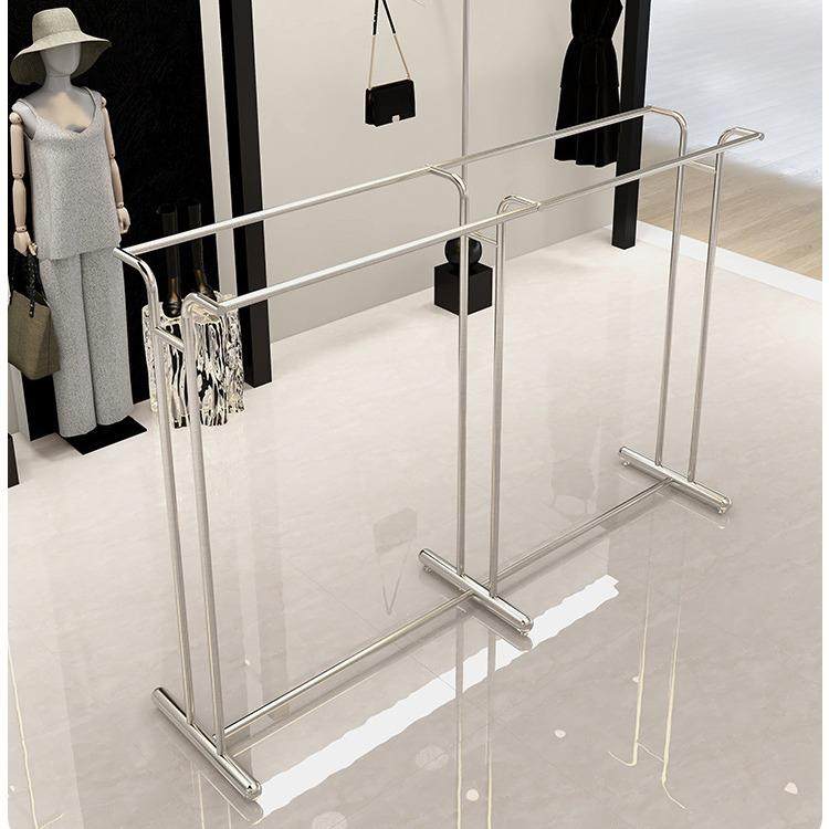男女服装店中岛货架双杠落地架不锈钢服装店中间陈列展示架挂衣架
