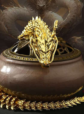 黄铜金龙摆件手把件绕手双龙立体仿真桌面装饰书柜玄关工艺品汉龙