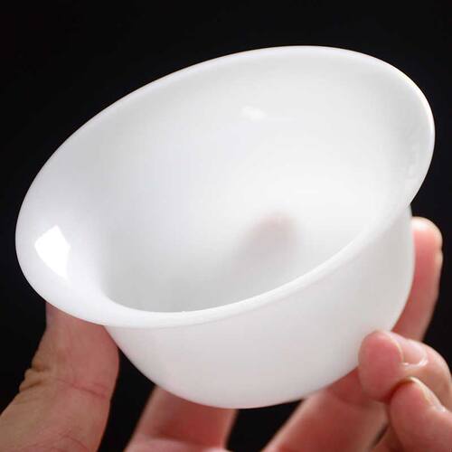 冰种玉瓷盖碗茶杯羊脂玉瓷三才盖碗茶具家用功夫茶盖碗防烫手白瓷