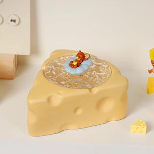 奶酪烟灰缸可爱创意卡通防飞灰带盖烟灰缸迷你家用办公室高级轻奢