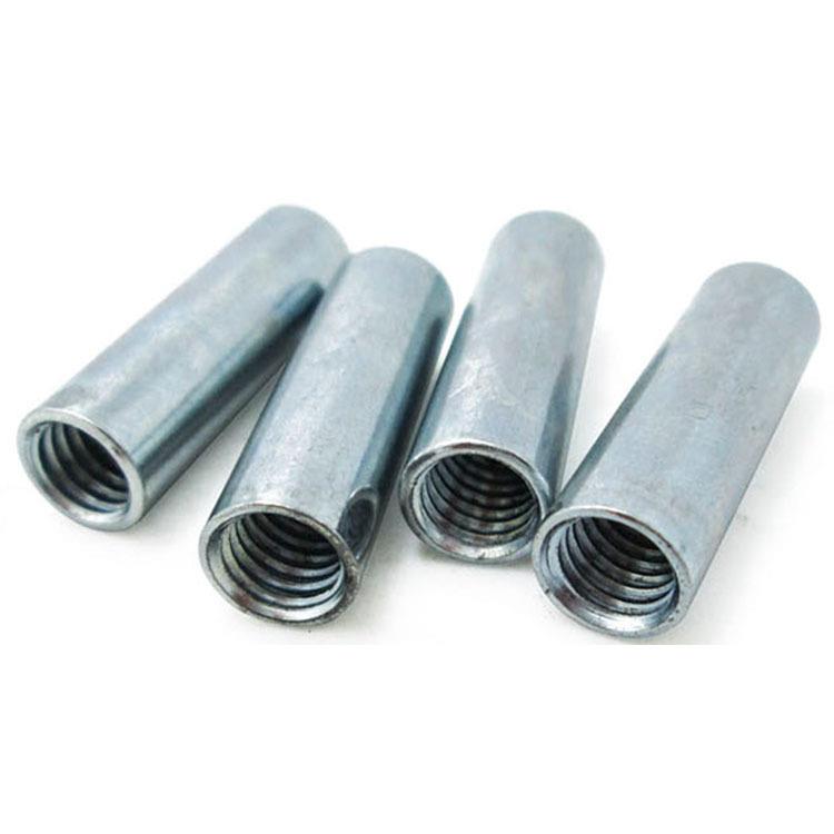 M6-M12圆型加长螺母 圆柱形丝杆连接电镀白锌接头螺帽 牙条用