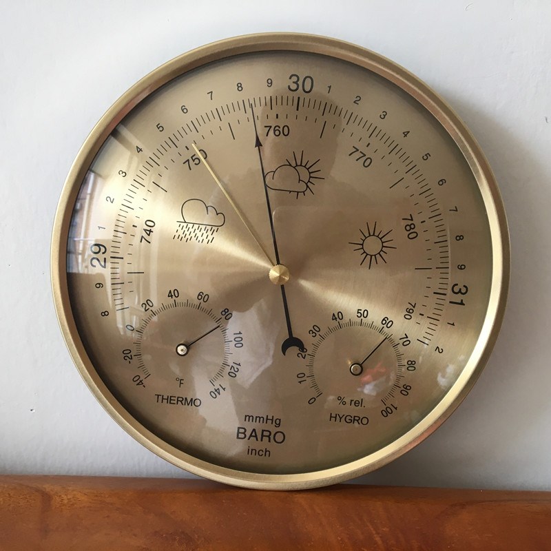 大气压计华氏温度湿度计表轻奢欧式挂钟时尚简约创意书房金属钟