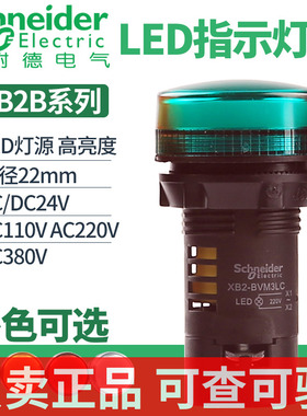 施耐德电源指示灯XB2BVM3LC绿色信号灯AC/DC24V XB2BVBY4LC红绿色