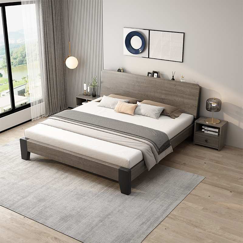 实木家用床主卧大床双人1.8x2米床轻奢1.5m简约1.2m经济实用型床