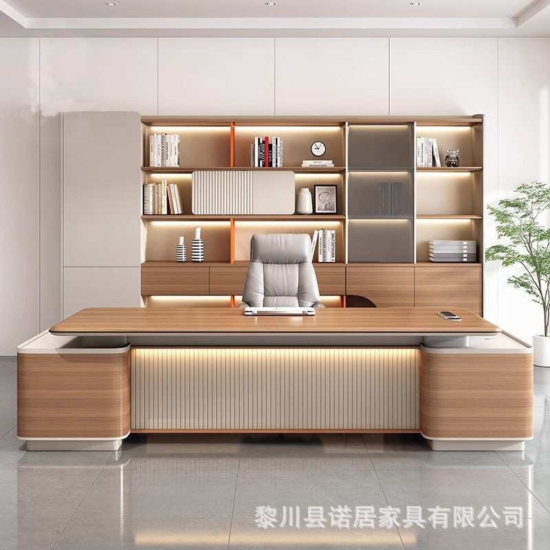 吸塑老板桌办公桌董事长总裁大班台办公室总经理高档大气桌椅组合