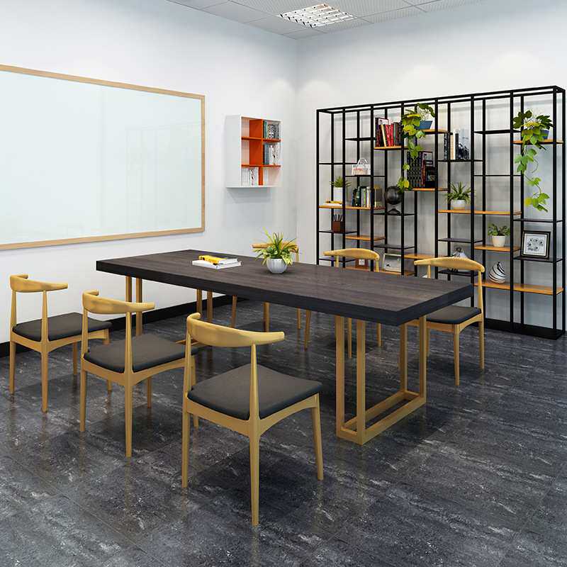 loft实木会议桌创意电脑桌现代简约办公桌洽谈桌书桌办公桌椅组合