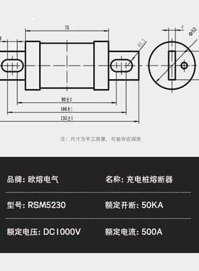 欧熔直流充电桩用DC1000VRSM5230(RS309)圆管新能源汽车熔断器