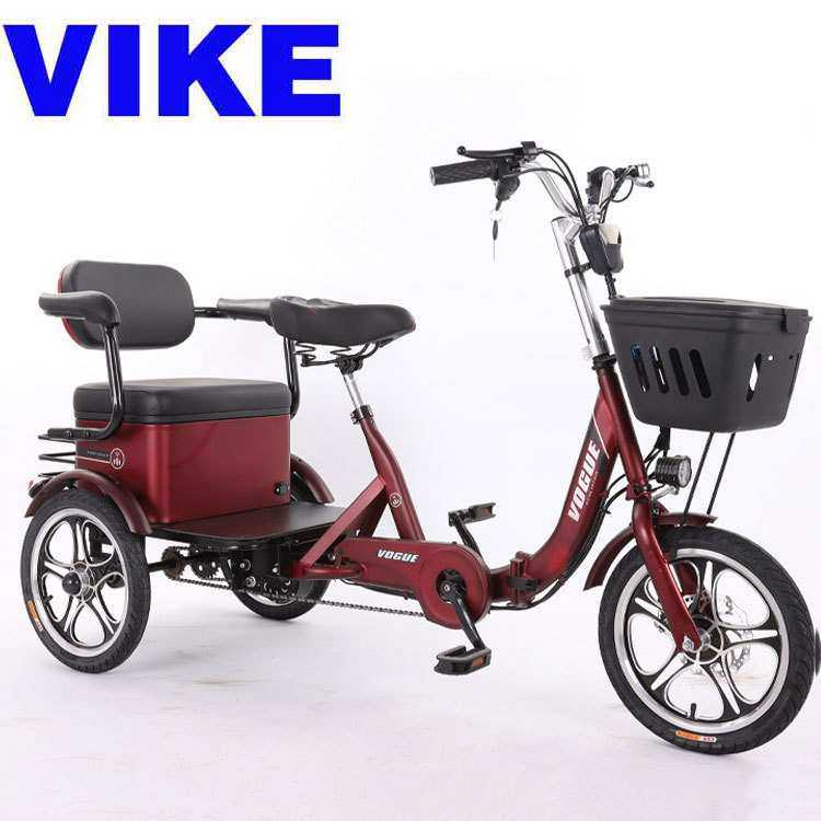 两人老年代步电动三轮滑板外贸跨境锂电瓶脚蹬踩踏休闲折叠助力车