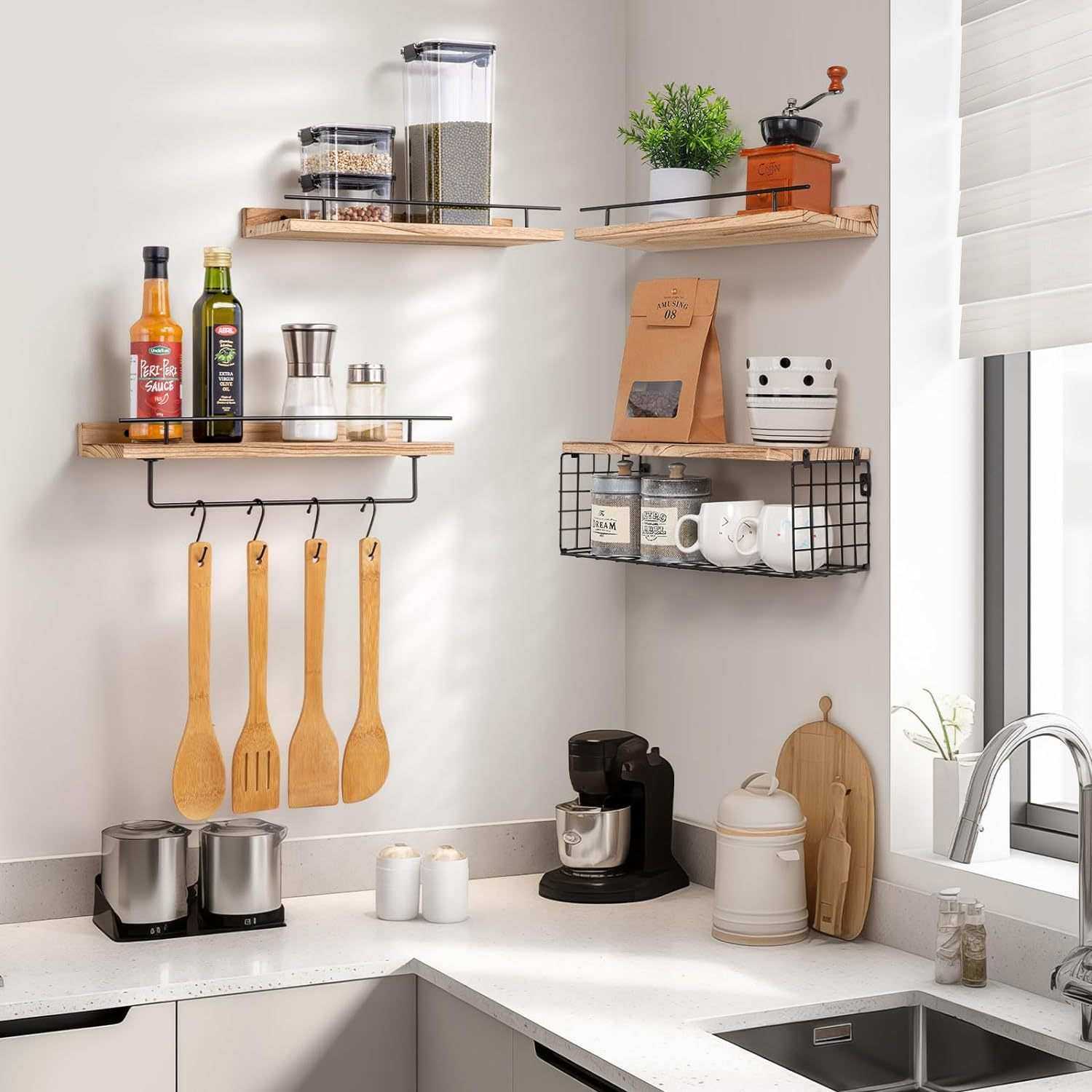 墙上置物架浴室储物架Floating Shelves铁艺壁挂隔板木质浮动架