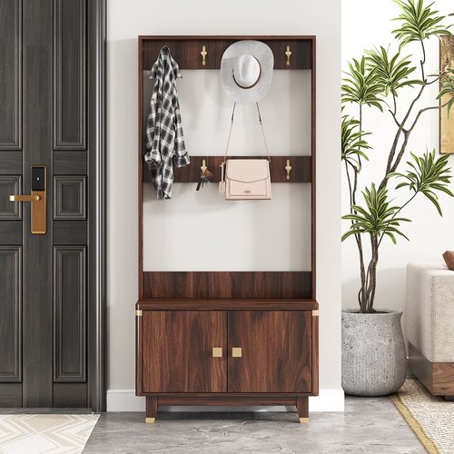 落地家用卧室梯形衣架竹木