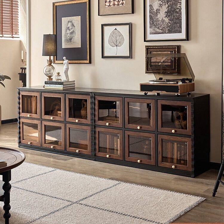 香云纱斗柜模块组合柜实木卡门客厅柜新中式电视柜中古床头柜收纳