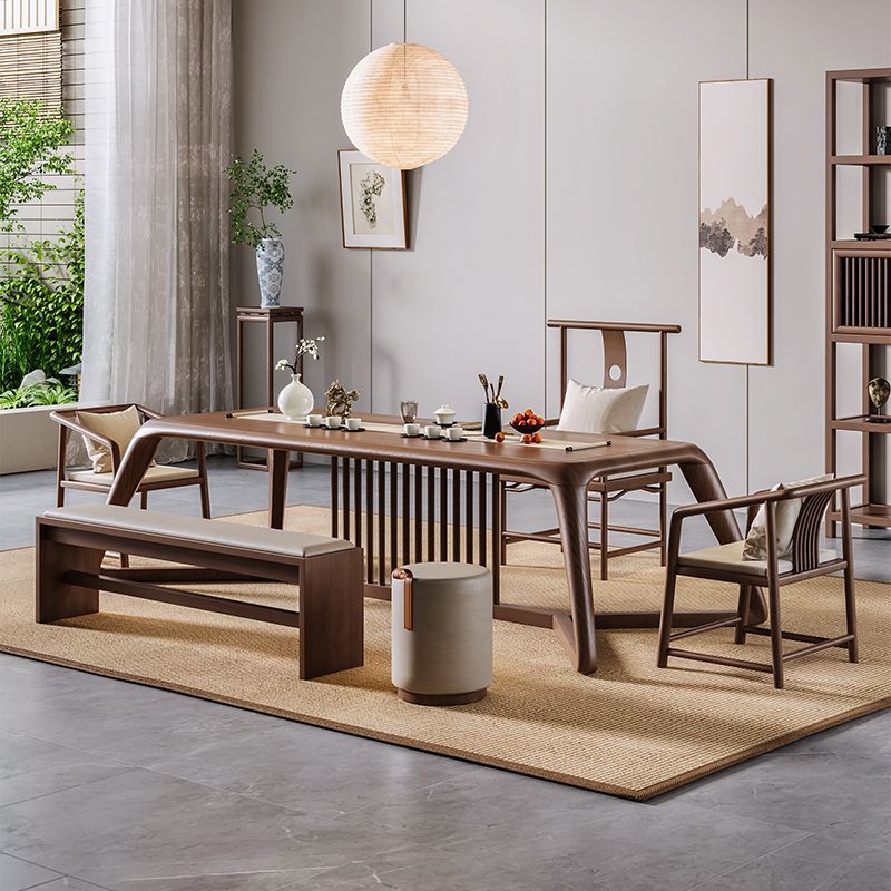 新中式实木茶桌椅组合一桌五椅家用客厅禅意现代简约泡茶台高级感