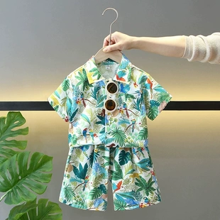 男童夏装衬衫套装夏威夷沙滩服亲子旅游穿搭宝宝夏季衣服儿童夏款