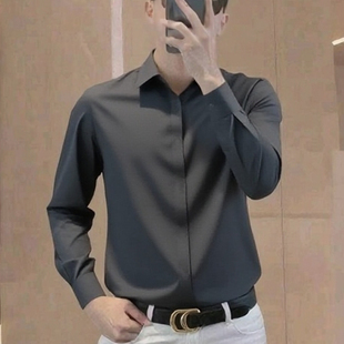 jermyn stars意奢高端衬衫丝光暗襟修身商务男长袖无痕高弹免烫