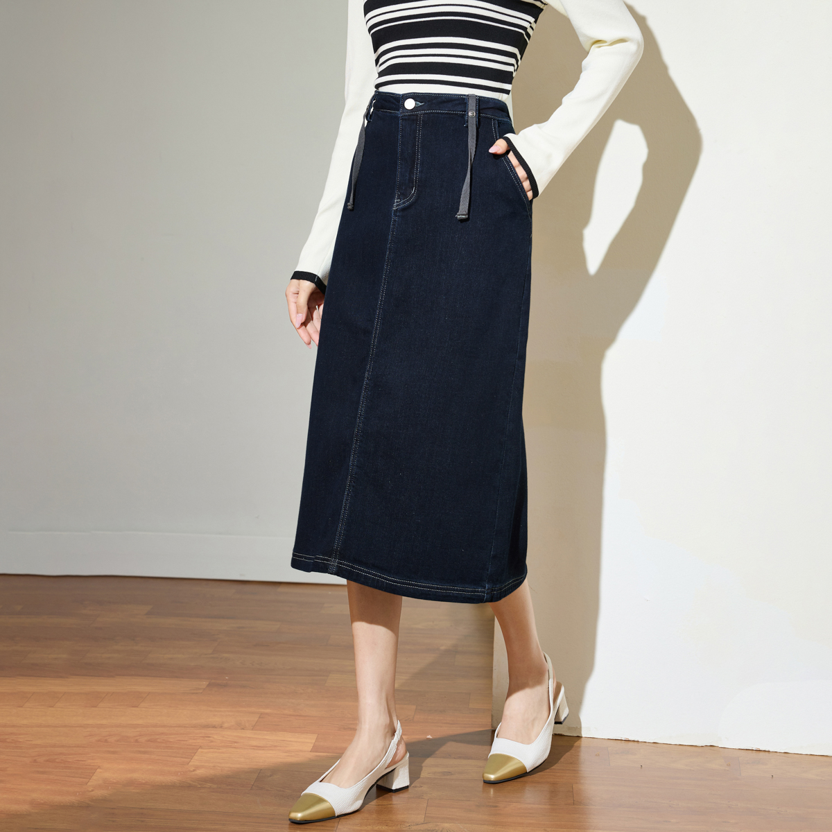 诗萌时髦牛仔半身裙女