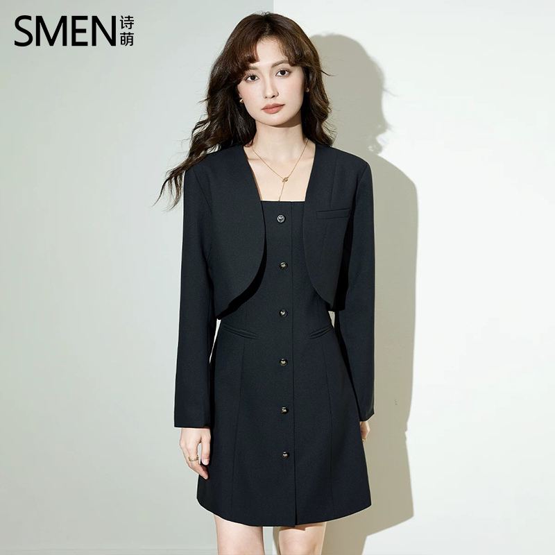 SMEN诗萌秋季通勤吊带裙两件套女图片
