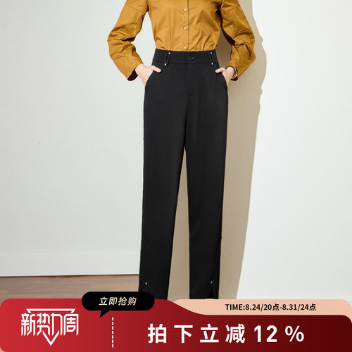 SMEN诗萌黑色显瘦直筒西装裤女