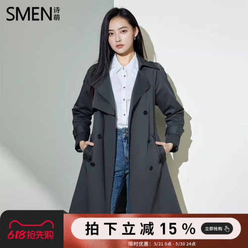 双排扣新款秋季风衣外套Smen气质