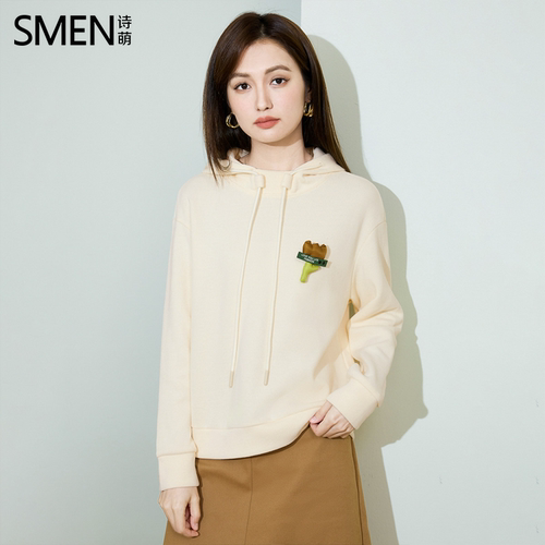SMEN诗萌可拆卸花朵连帽卫衣女