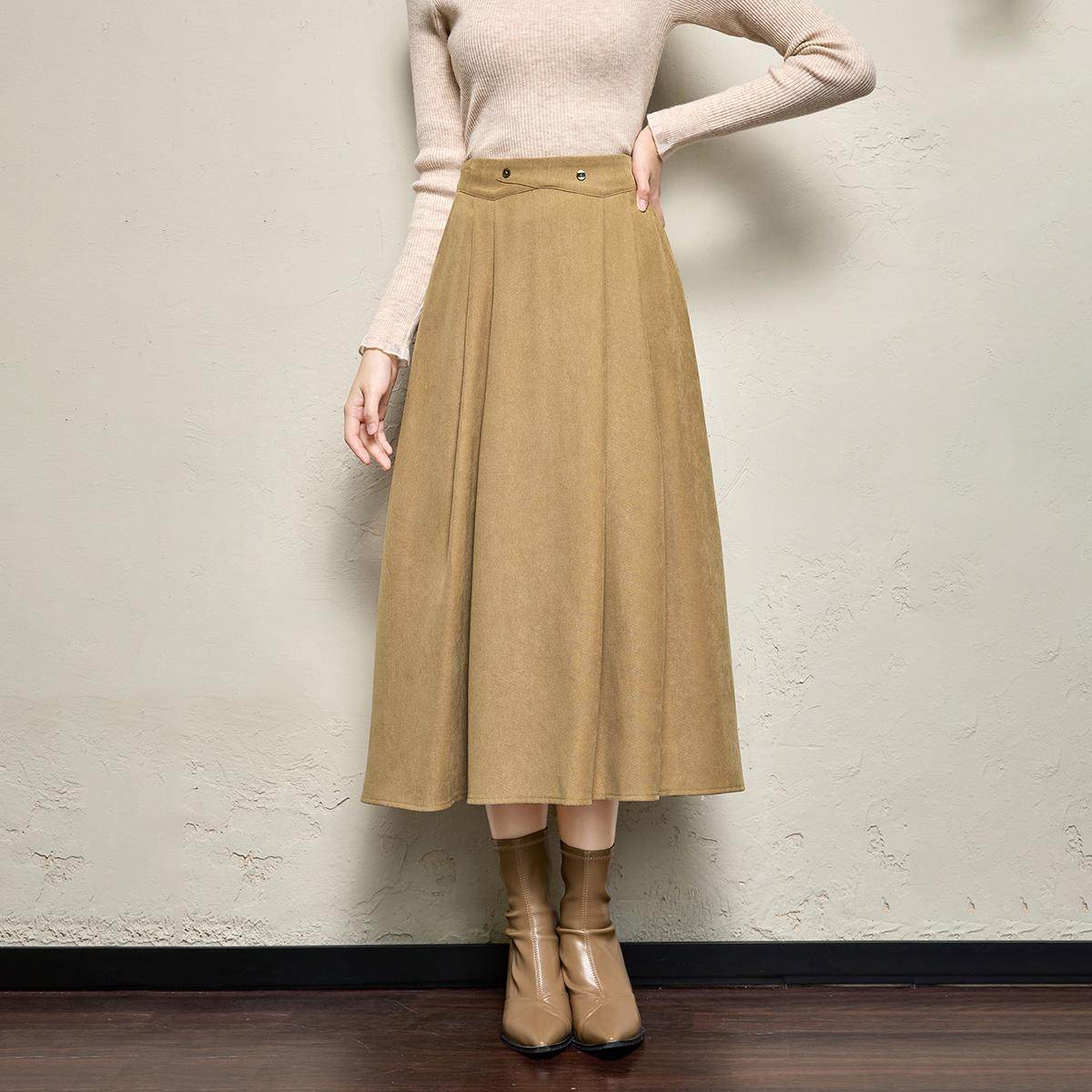 诗萌美拉德半身裙女百搭通勤2026春秋显瘦慵懒复古a字裙复古长裙