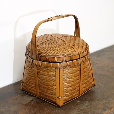 复古篮竹编小提篮水果篮子家用小竹箩竹筐手提篮竹制品手工编筐子