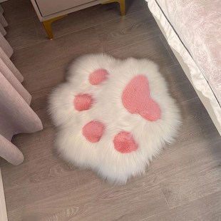 饰ins风床边毯小尺寸多巴胺公主风化妆椅 猫爪地毯a女孩卧室房间装