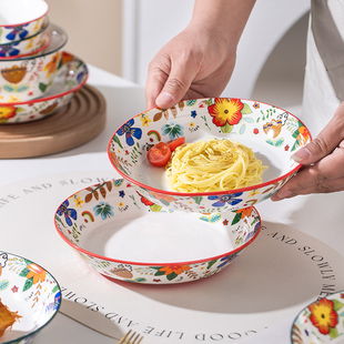 陶瓷盘子菜盘家用2025新款釉上彩加厚菜碗盘轻奢可微波碗盘碟餐具