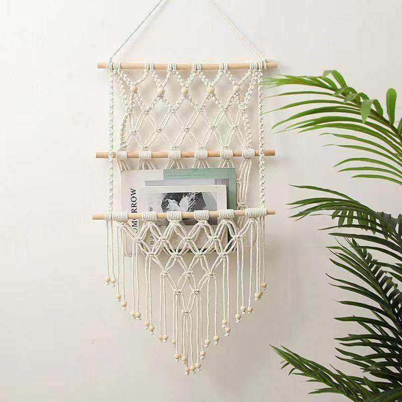 北欧in手工编织置物袋床头玄关背景墙民宿编织挂毯悬挂式收纳挂袋,居家布艺,挂毯/壁毯,淘宝优惠券,粉丝福利购,淘宝优惠卷