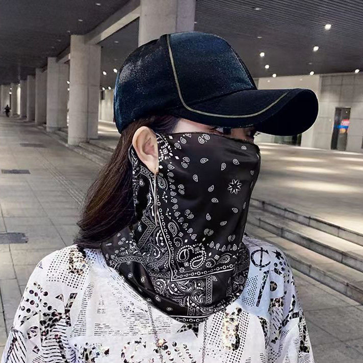 【下单立减50】夏天防晒面罩挂耳罩全脸护颈一体开车面纱薄款_wf
