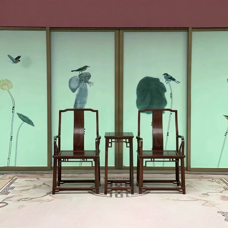红木家具中式皇宫椅大红酸枝圈椅三件套实木太师椅古典背靠椅家具
