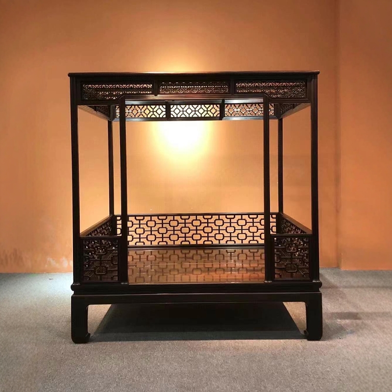 红木大红酸枝镂空架子床经济型双人床实木交趾黄檀木明清古典家具