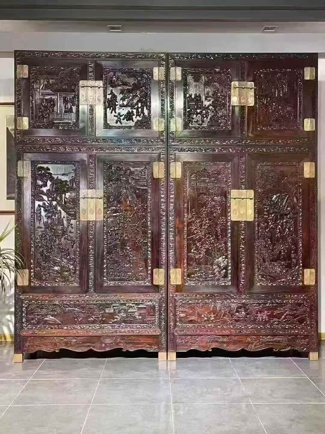 大红酸枝交趾黄檀顶箱柜衣柜收纳柜储物柜深雕衣柜清式明式家具
