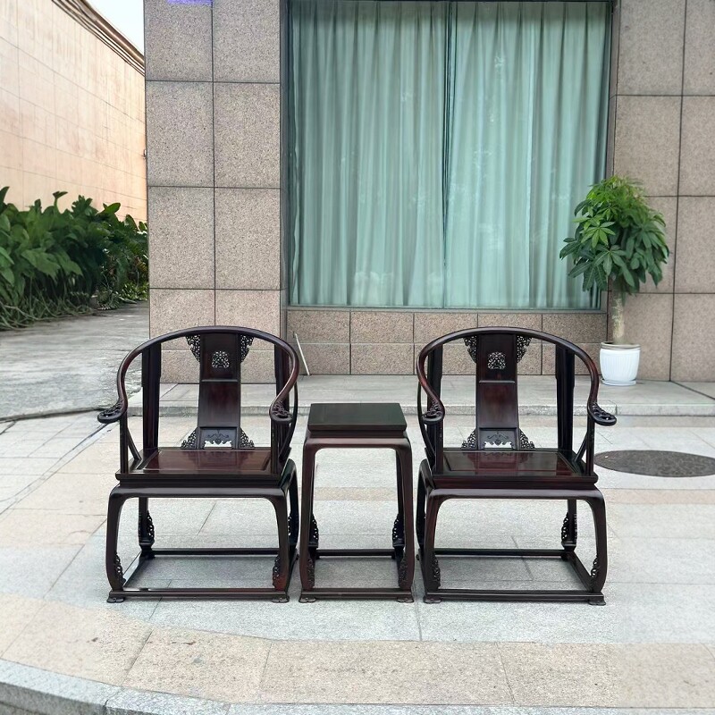 大红酸枝木圈椅明式太师椅实木围椅圆椅中式红木茶椅客厅主人椅子