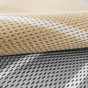 3D透气网眼布凉席加厚蜂窝网布沙发坐垫 弹性面料米黄灰白条纹缝