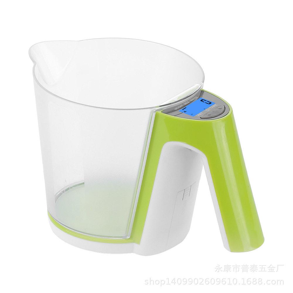 现货跨境工厂电子量勺量杯称液体厨房秤烘焙克称牛奶粉秤1200ml