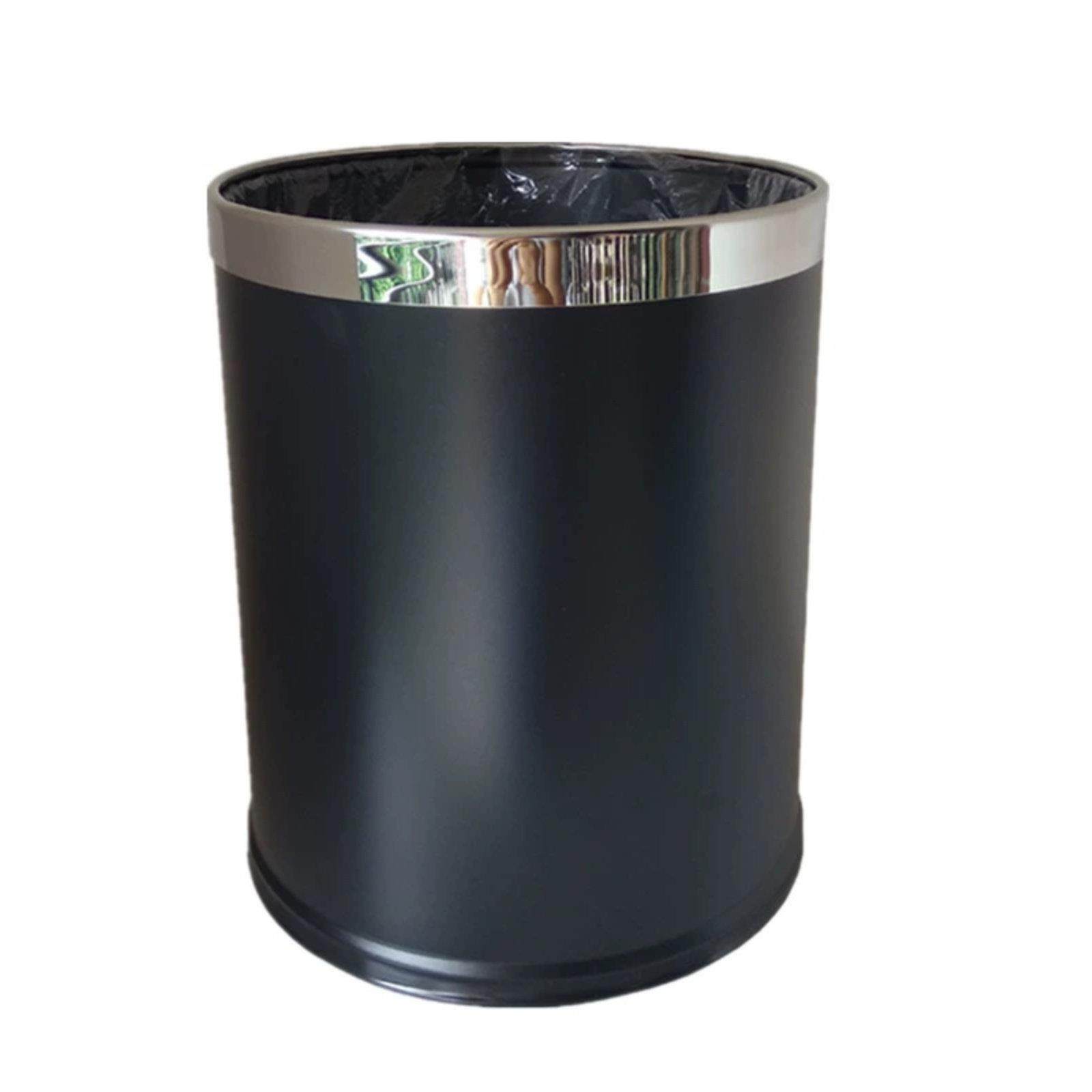 创意双层圆形无盖斯堪的纳维亚简单现代厨房专用不锈钢垃圾桶