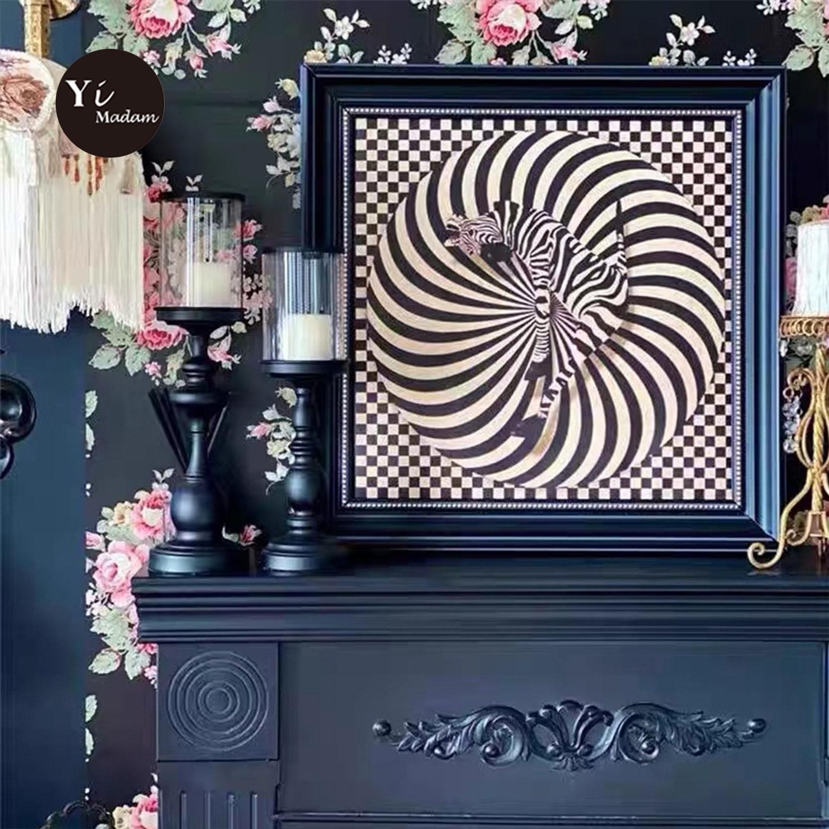 现代轻奢客厅装饰画欧式法式方形玄关挂画餐边柜书房走廊壁画