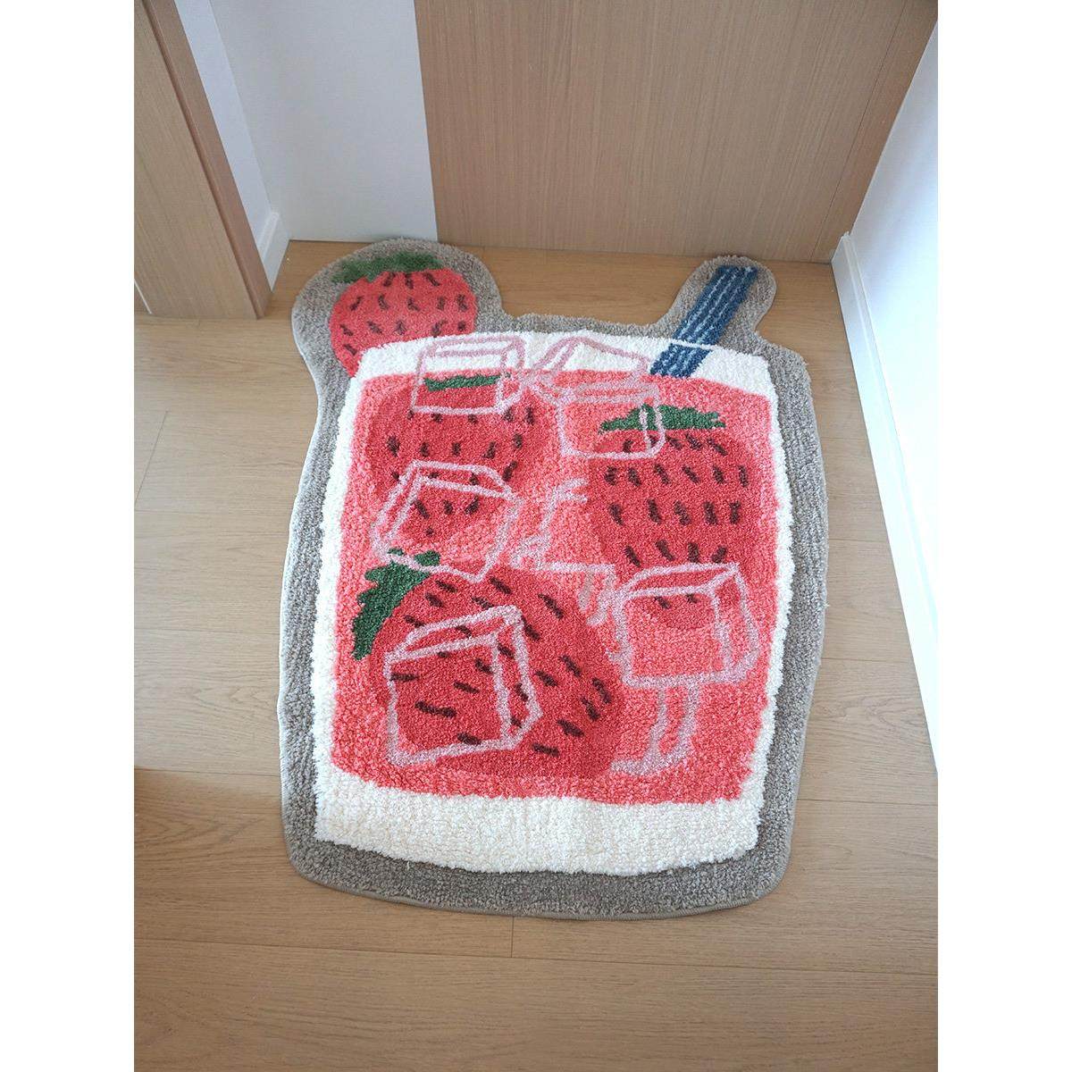 多巴胺草莓床边毯滑轮椅脚垫地垫地毯美丽草莓饮料杯造型加厚柔软,居家布艺,床边毯,淘宝优惠券,粉丝福利购,淘宝优惠卷