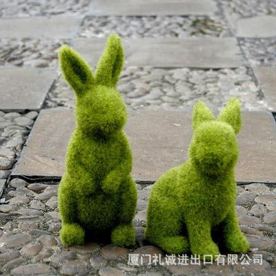 欧式树脂真植绒兔子家居花园庭院草地户外橱窗拍摄Easter摆件