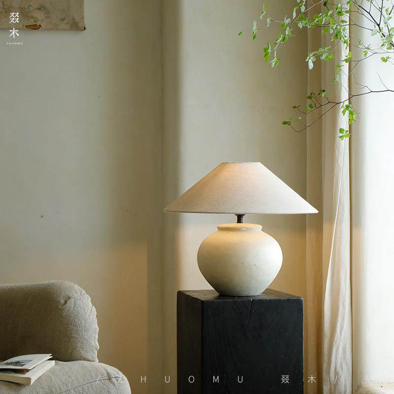 叕木/陶罐台灯 | 侘寂风格台灯手工复古风卧室床头新中式装饰台灯