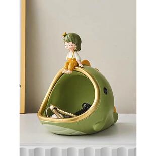 鲸鱼女孩收纳盒进门口入户玄关放钥匙摆件客厅装饰品乔迁礼品礼物